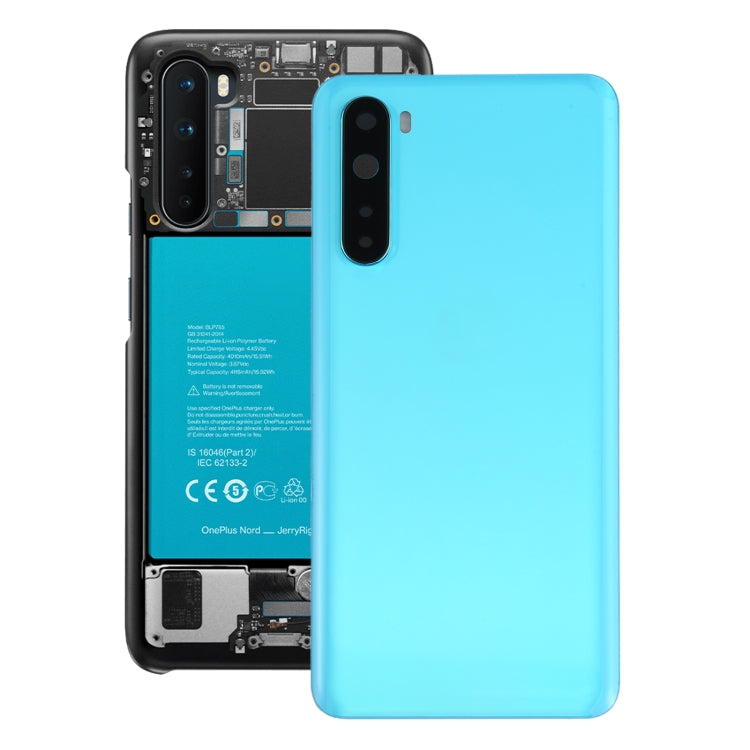 Couvercle arrière de batterie avec couvercle d'objectif d'appareil photo pour OnePlus Nord (Bleu)