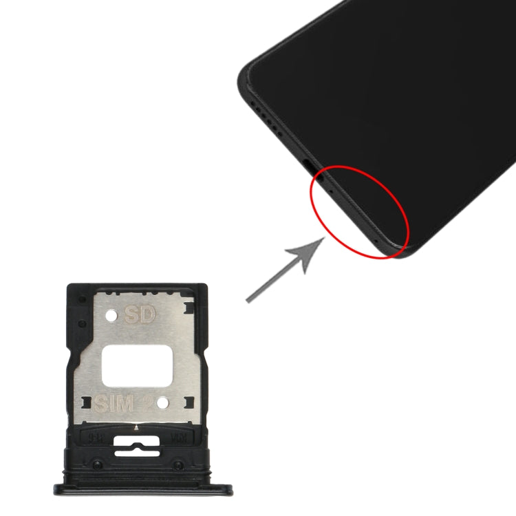 SIM Card Tray + SIM Card Tray / Micro SD Card Tray For Xiaomi MI 11 Lite / 11 Lite 5G NE M2101K9Ag (Black)