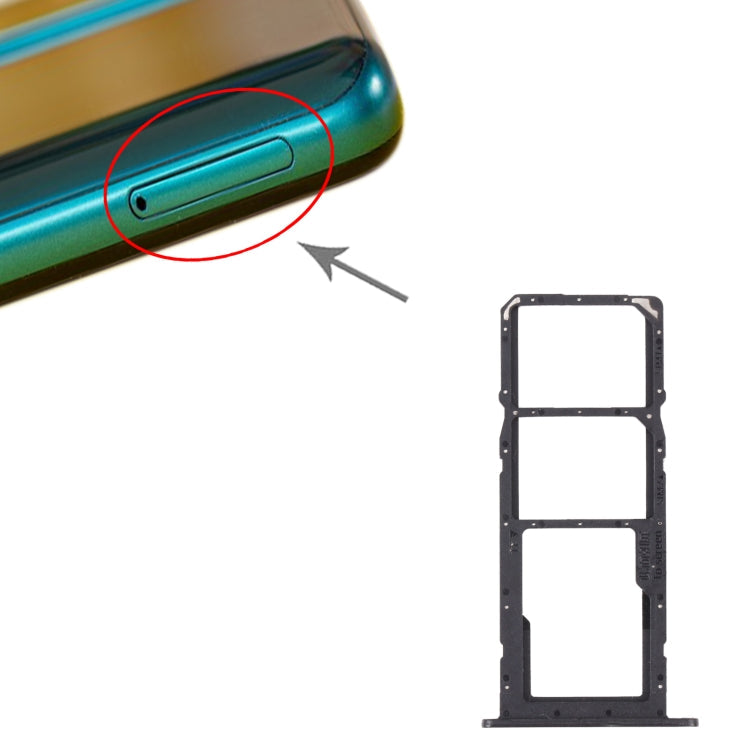 SIM Card Holder SIM Card Tray + Micro SD Card Tray for Huawei P Smart 2021 (Black)