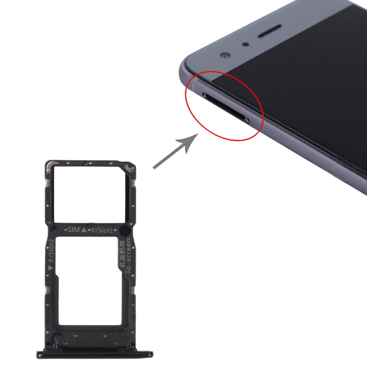SIM Card + SIM Card / Micro SD Card Tray for Honor 9S (Black)