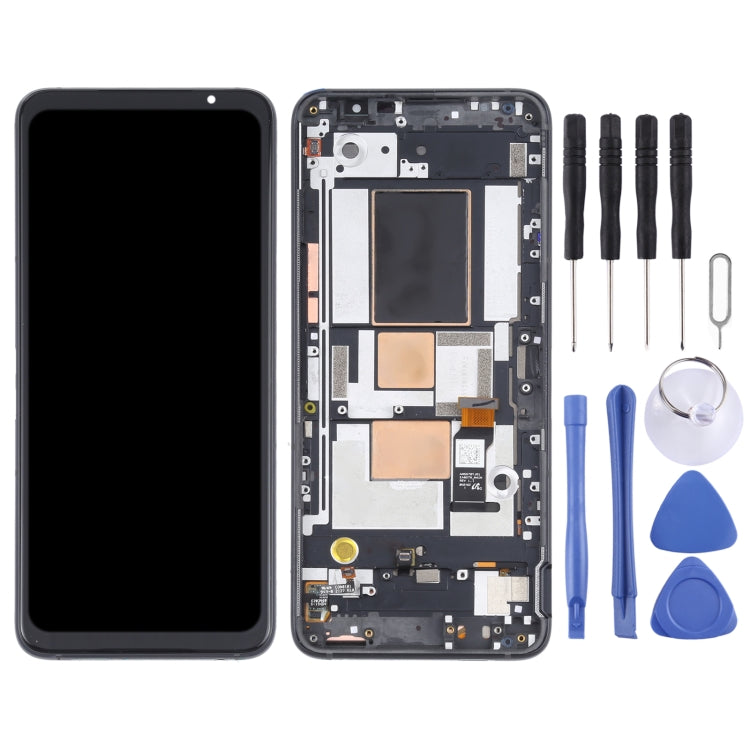 Oled Material LCD Screen and Digitizer Full Assembly with Frame for Asus Rog Phone 5 ZS673KS (Black)