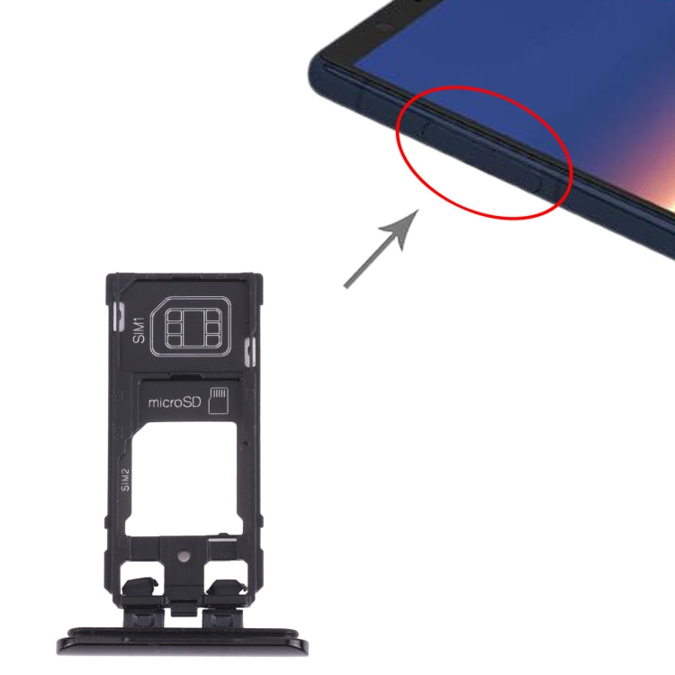 SIM Card + SIM Card / Micro SD Card Tray for Sony Xperia 5 (Black)