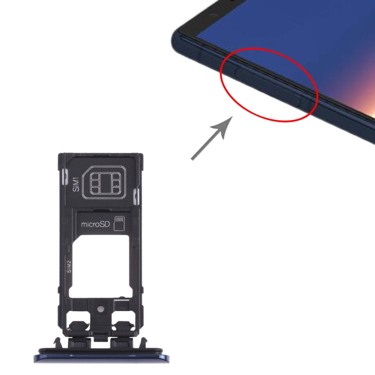 SIM Card + SIM Card / Micro SD Card Tray for Sony Xperia 5 (Blue)