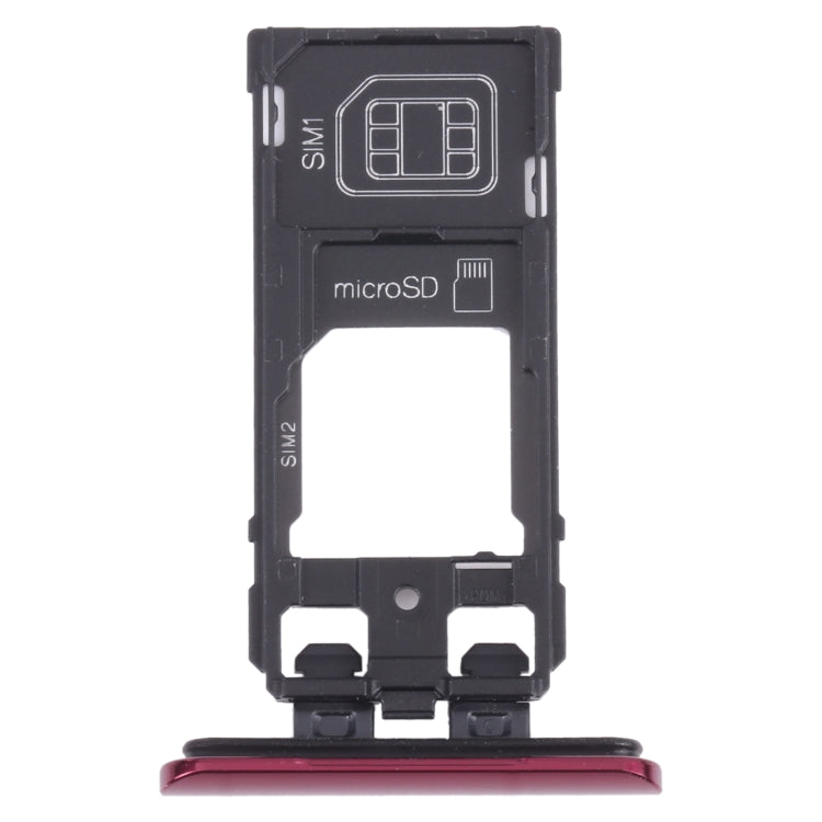 SIM Card Holder SIM Card Tray / Micro SD Card Tray for Sony Xperia 5 (Red)