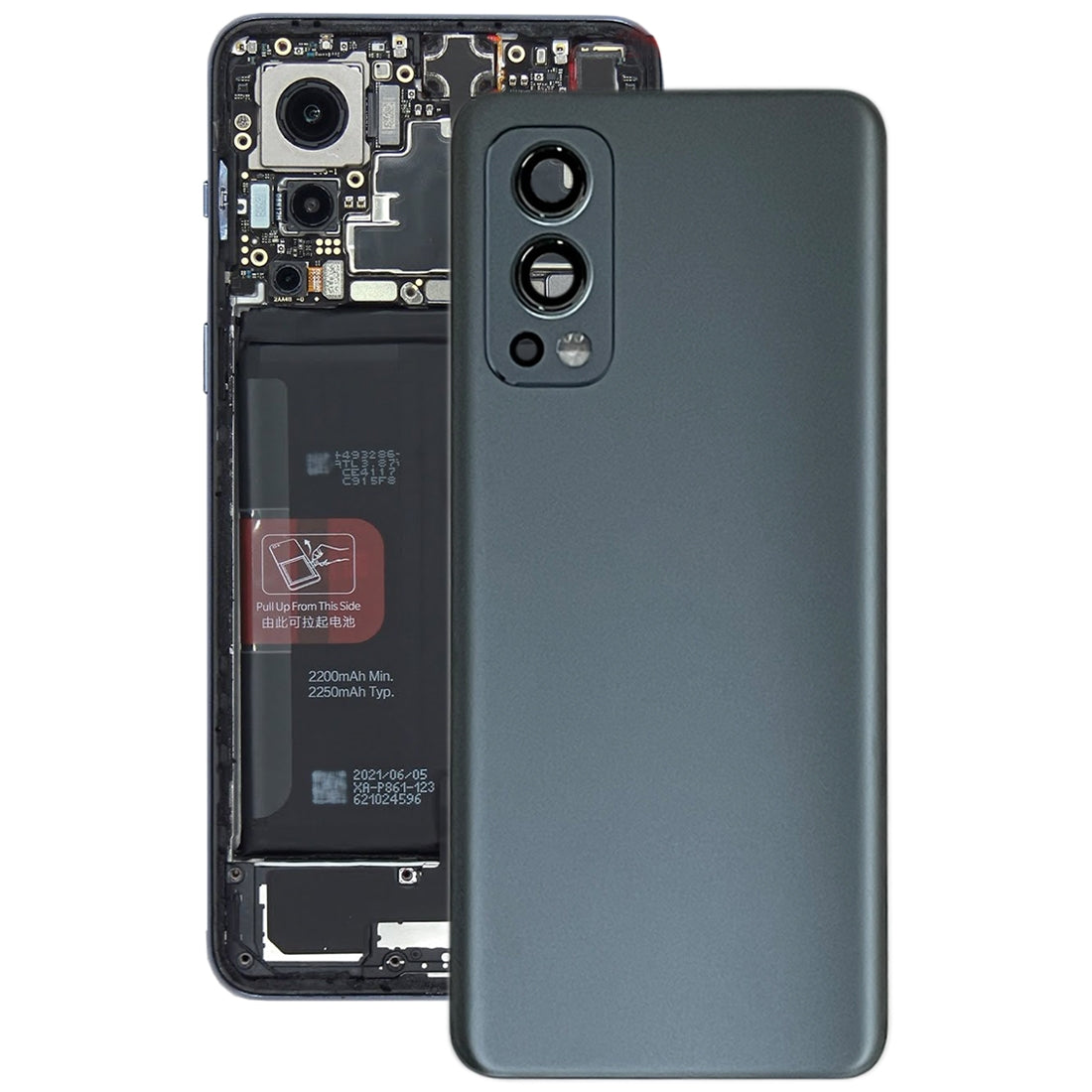 Tapa Bateria Back Cover + Lente Camara Trasera OnePlus Nord 2 5G Gris