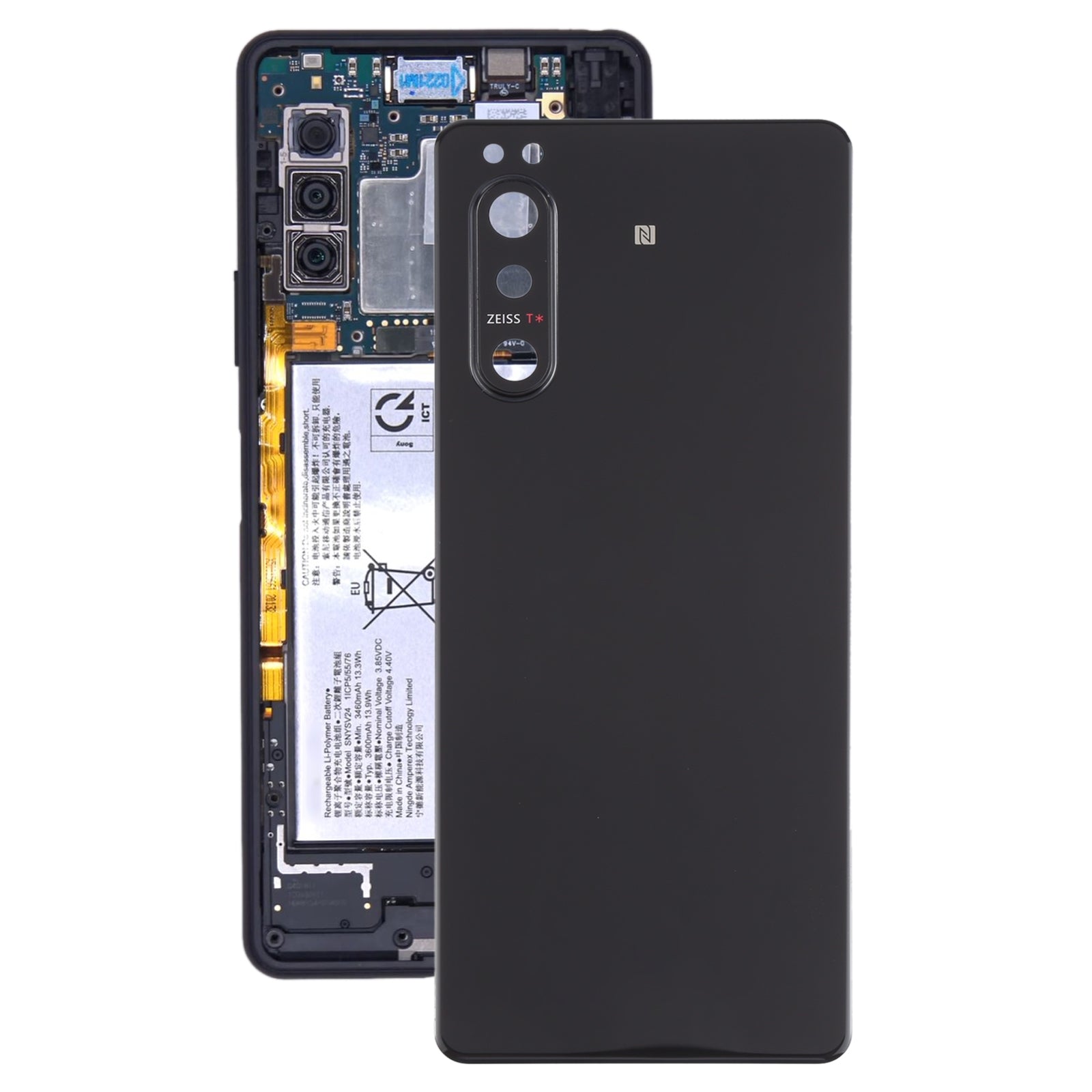 Tapa Bateria Back Cover + Lente Camara Trasera Sony Xperia 5 II Negro