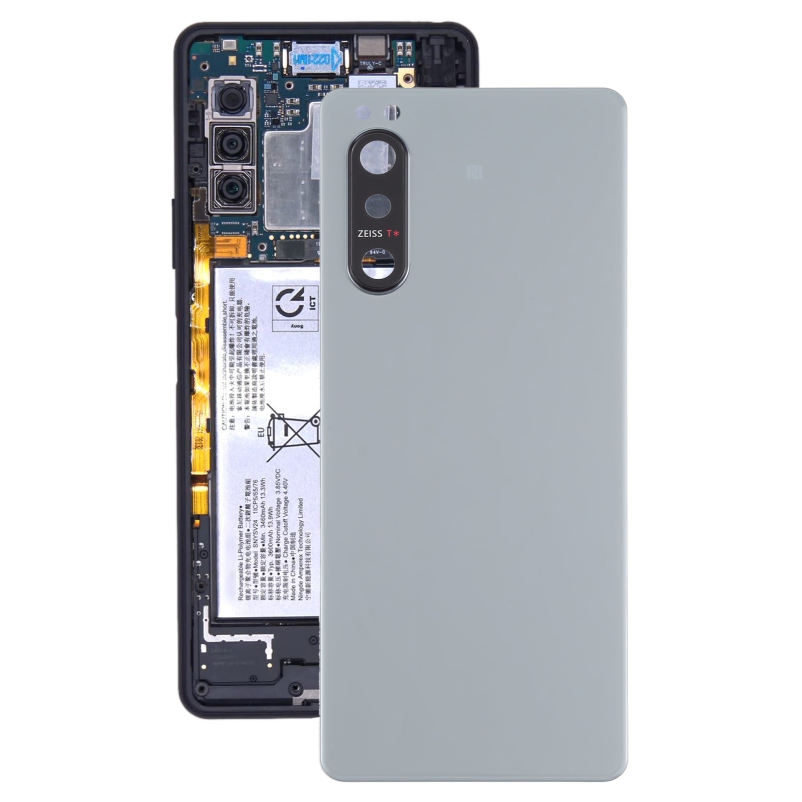 Tapa Bateria Back Cover + Lente Camara Trasera Sony Xperia 5 II Gris