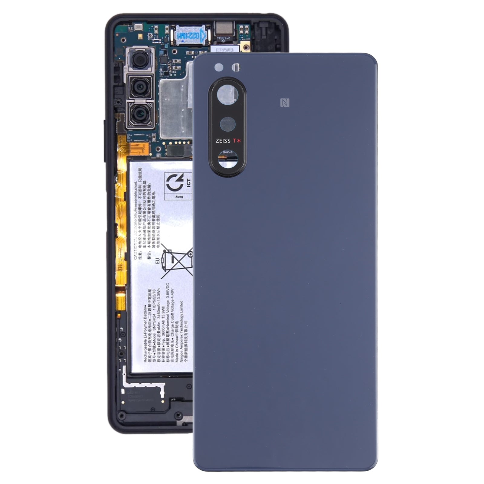 Tapa Bateria Back Cover + Lente Camara Trasera Sony Xperia 5 II Azul