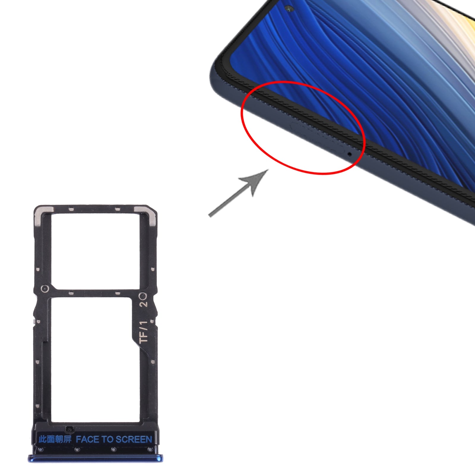 Bandeja Porta SIM Micro SIM / Micro SD Xiaomi Poco X3 Pro M2102J20SG Azul