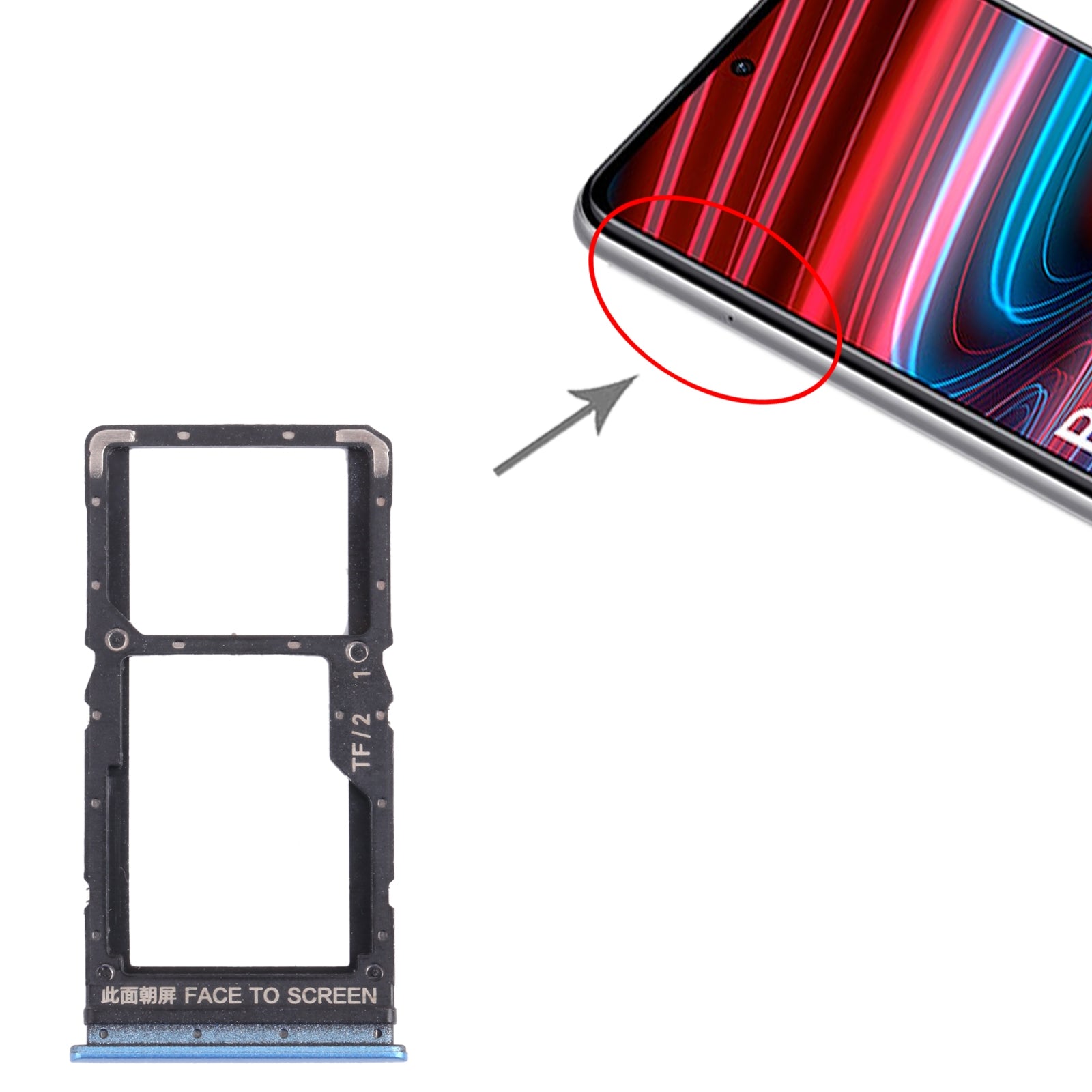 Plateau porte-carte SIM Micro SIM / Micro SD Xiaomi Redmi Note 11 5G Bleu