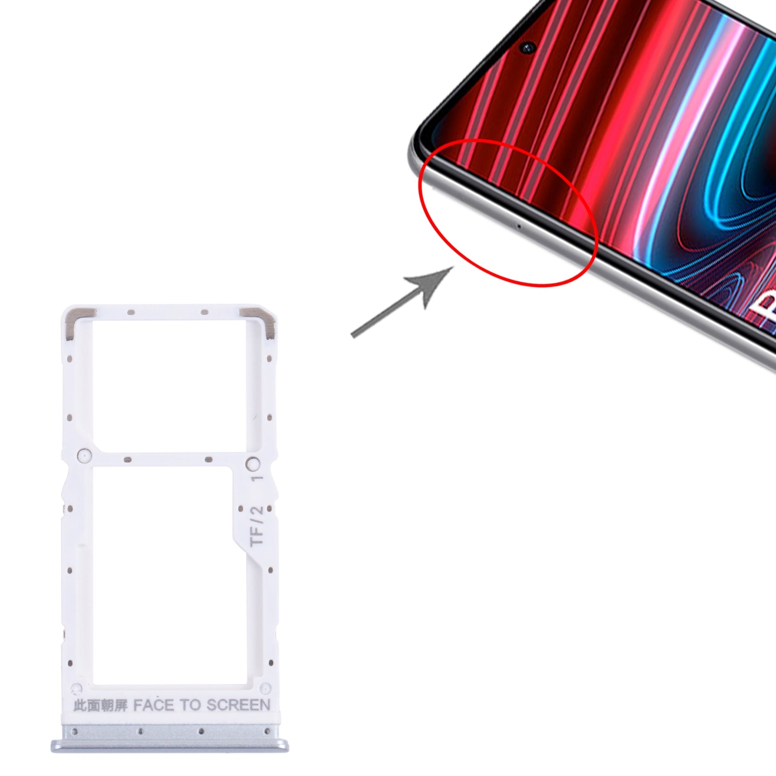 SIM Holder Tray Micro SIM / Micro SD Xiaomi Redmi Note 11 5G Silver