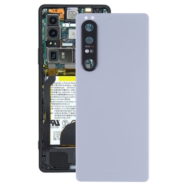 Coque arrière de batterie d'origine avec objectif d'appareil photo pour Sony Xperia 1 III (Argent)