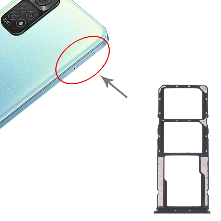 SIM Card Tray + Sim Tard Bandeil + Micro SD Card Tray For Xiaomi Redmi Note 11 / Redmi Note 11s (Black)
