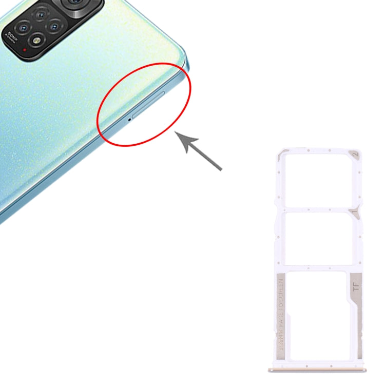 Bandeja de Tarjeta SIM + Bandeja de Tarjetas SIM + Micro SD Tarjeta Bandeja Para Xiaomi Redmi Note 11 / Redmi Note 11s (Blanco)