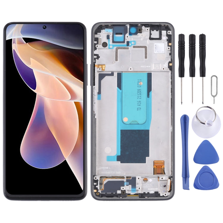 Original LCD Screen and Full Assembly with Frame for Xiaomi Redmi Note 11 Pro China / Redmi Note 11 Pro+ 5G India / Redmi Note 11 Pro+ 5G / 11I / 11I HyperCharge (Black)