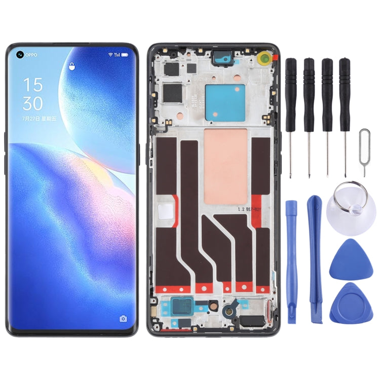 Original LCD Screen and Digitizer Full Assembly with Frame for Oppo Reno 5 Pro 5G (Black)