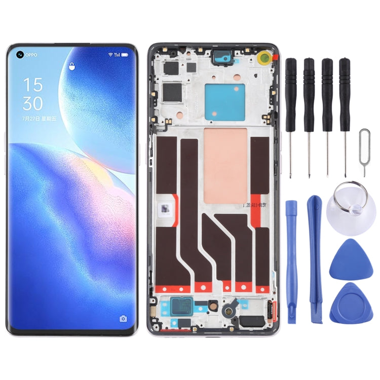 Original LCD Screen and Full Assembly with Frame for Oppo Reno 5 Pro 5G (Silver)