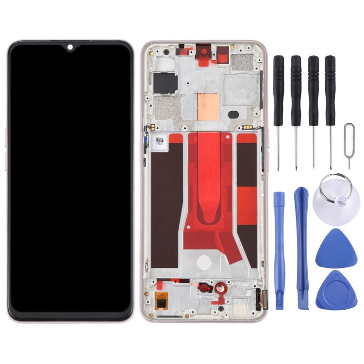 Original LCD Screen and Full Assembly with Frame for Oppo Reno 3 5G / Reno 3 Youth / F15 / Find x2 Lite / K7 5G (Pink)