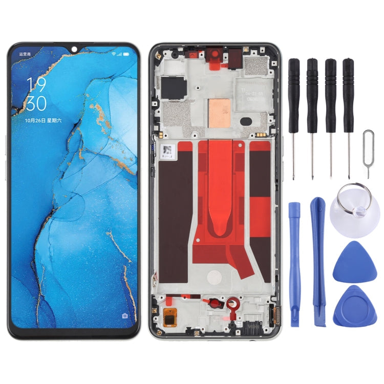 Original LCD Screen and Full Assembly with Frame for Oppo Reno 3 5G / Reno 3 Youth / F15 / Find x2 Lite / K7 5G (Gold)