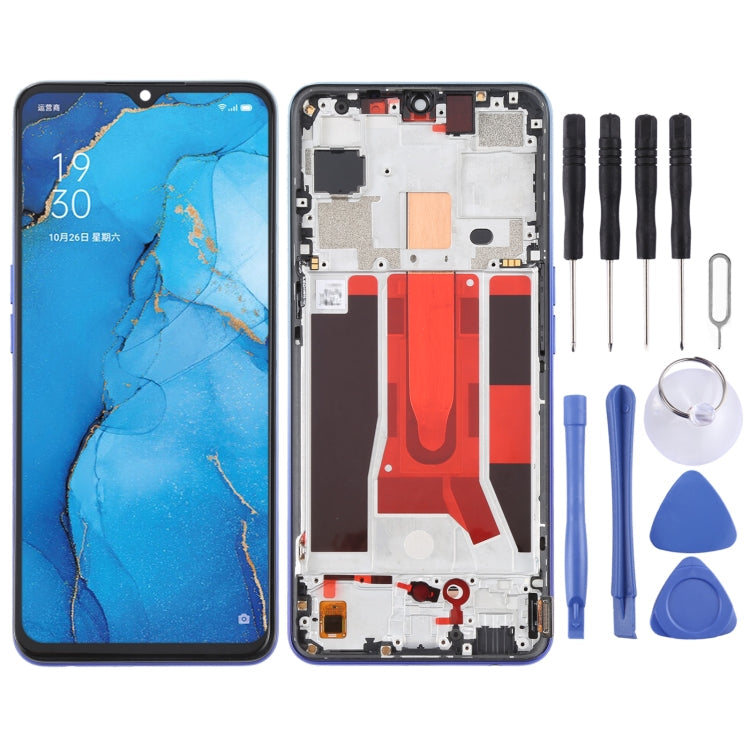 Original LCD Screen and Full Assembly with Frame for Oppo Reno 3 5G / Reno 3 Youth / F15 / Find x2 Lite / K7 5G (Blue)