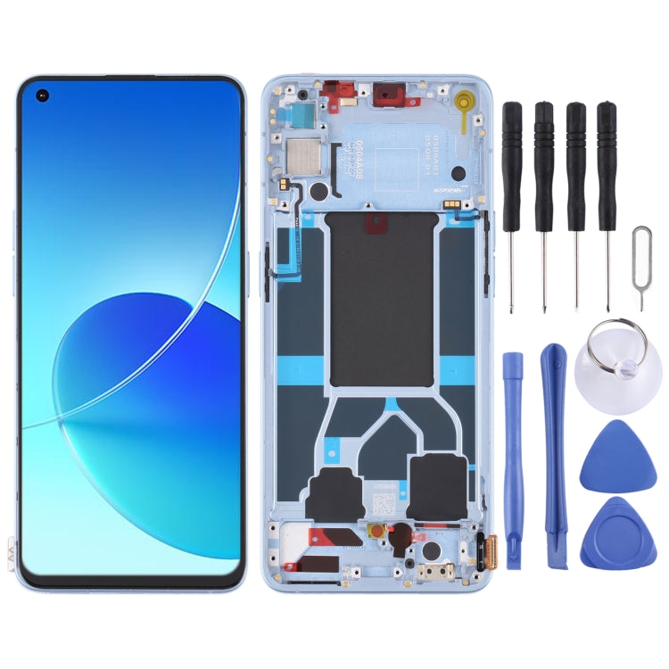 Original LCD Screen and Full Assembly with Frame for Oppo Reno 6 5G PEQM00 CPH2251 (Blue)