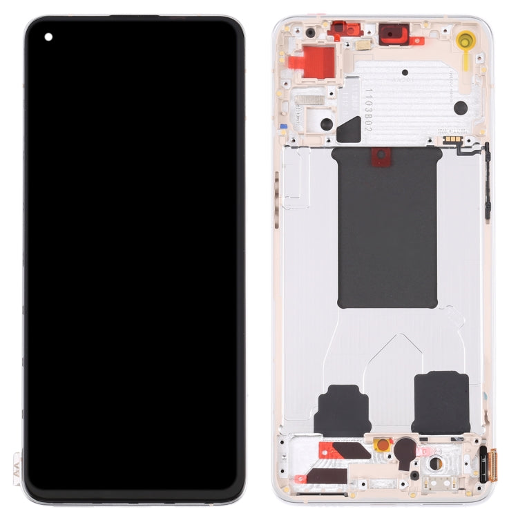 Original LCD Screen and Full Assembly with Frame for Oppo Reno 7 5G China PFJM10 (Gold)