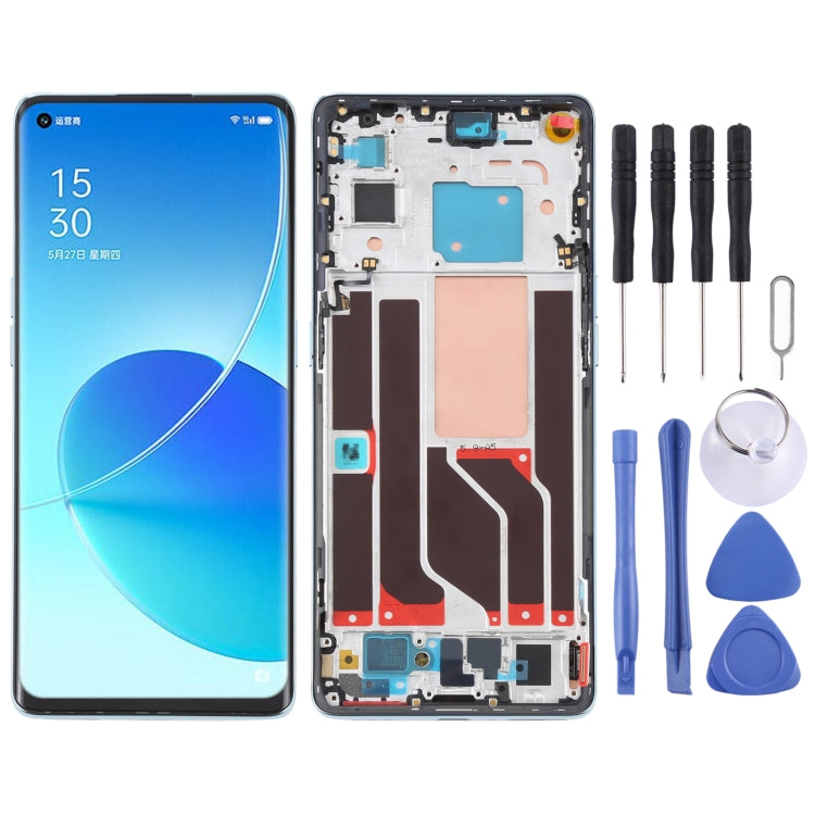 Original LCD Screen and Full Assembly with Frame for Oppo Reno 6 Pro 5G PEPM00 CPH2249 (Green)