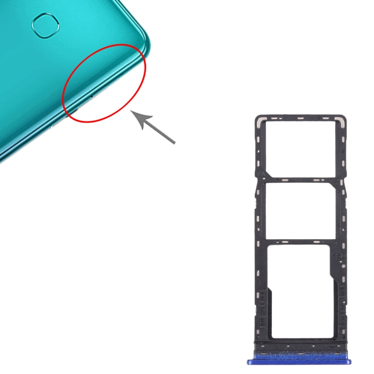 Bandeja de Tarjeta SIM + Sim Card Bandeil + Micro SD Tarjeta Bandeja Para Tecno Spark 4 Lite KC8 (Azul)