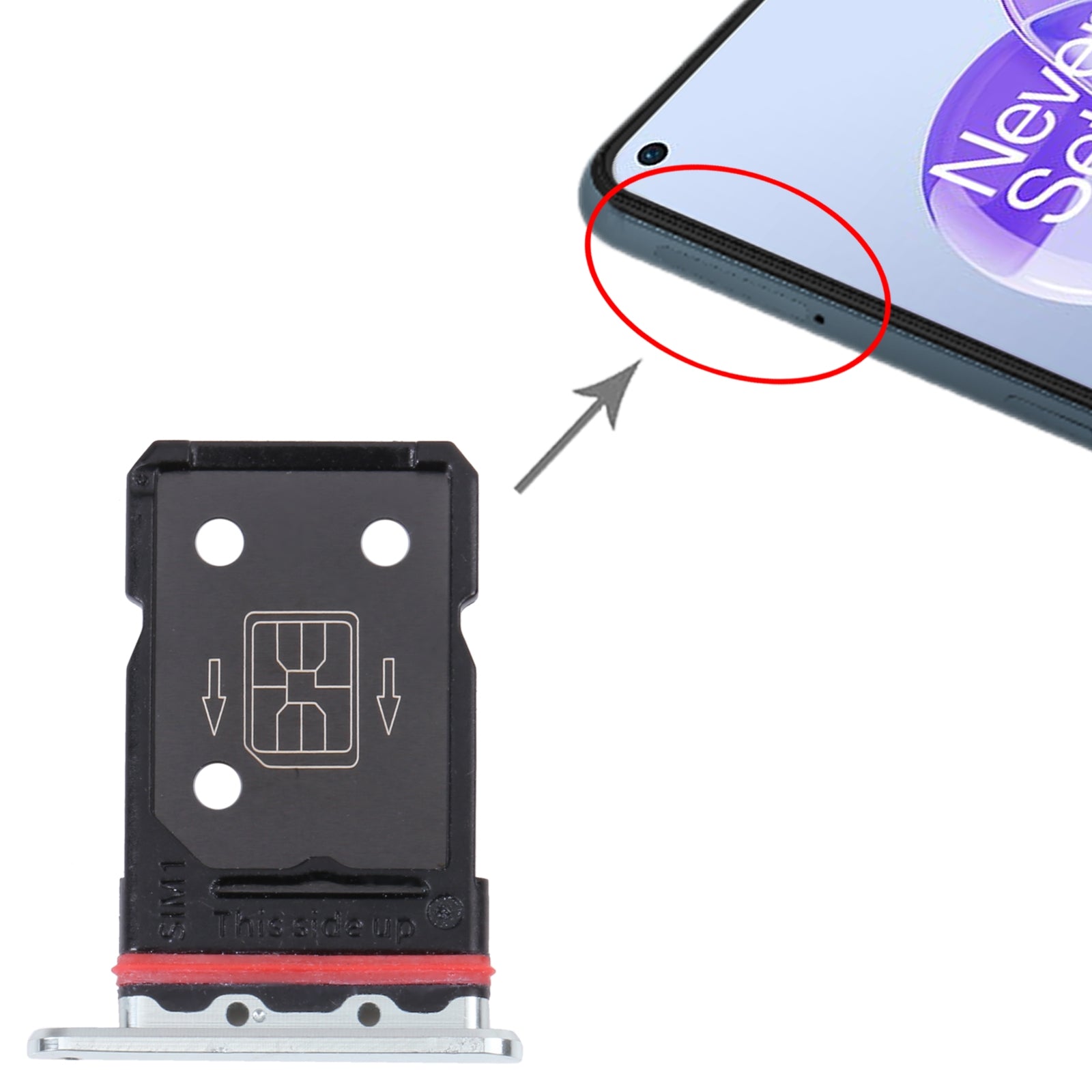 DUAL SIM SIM Holder Tray OnePlus 9RT 5G MT2110 / MT2111 Silver