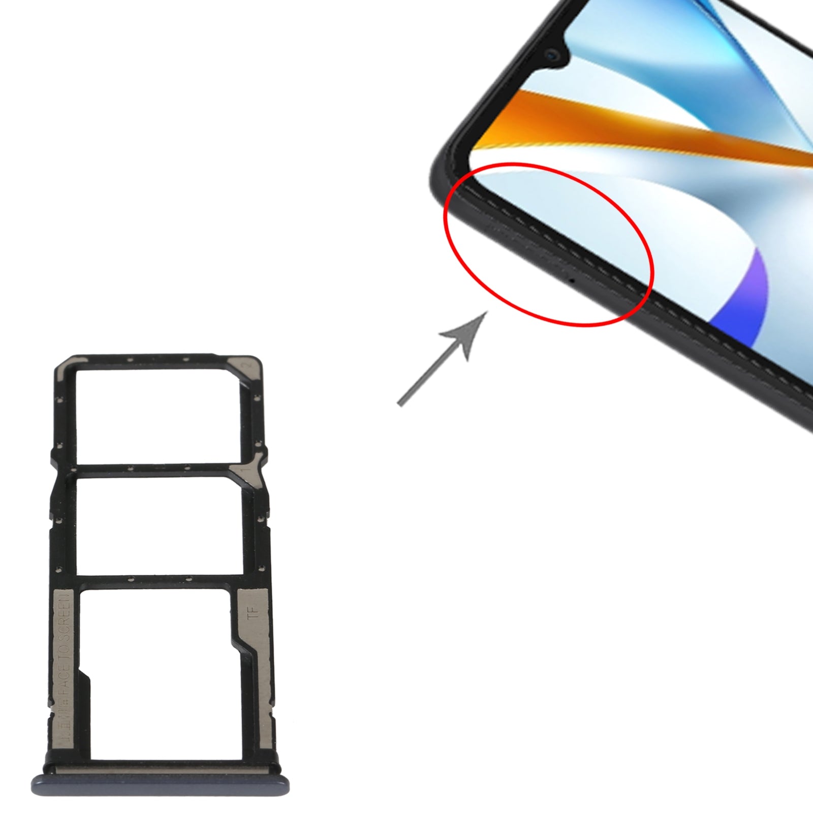 Bandeja Porta SIM Micro SIM / Micro SD Xiaomi Poco C40 Negro