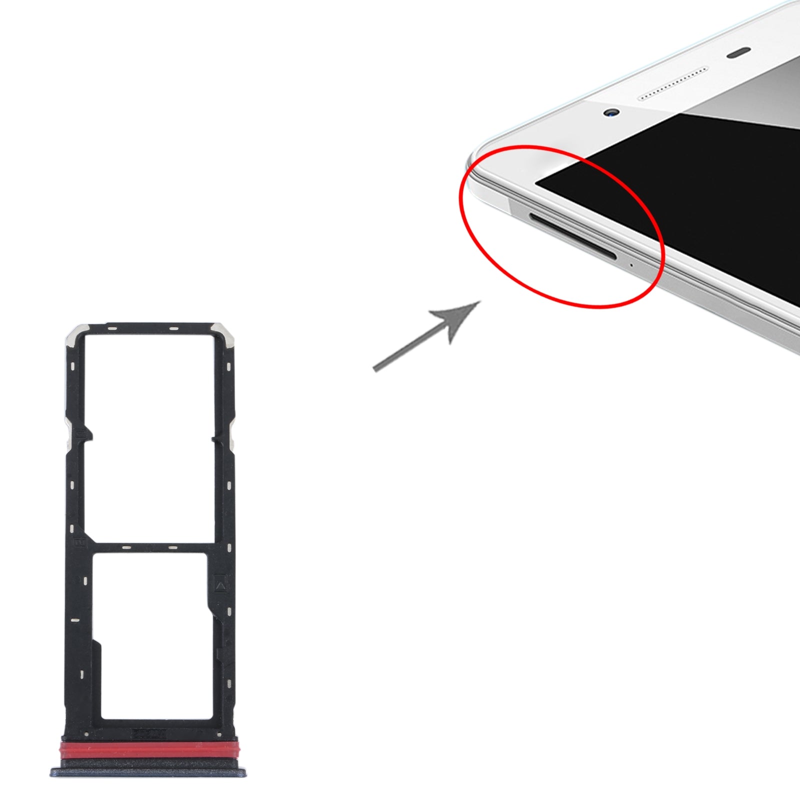 Plateau de support SIM / Micro SD noir pour Vivo Y35