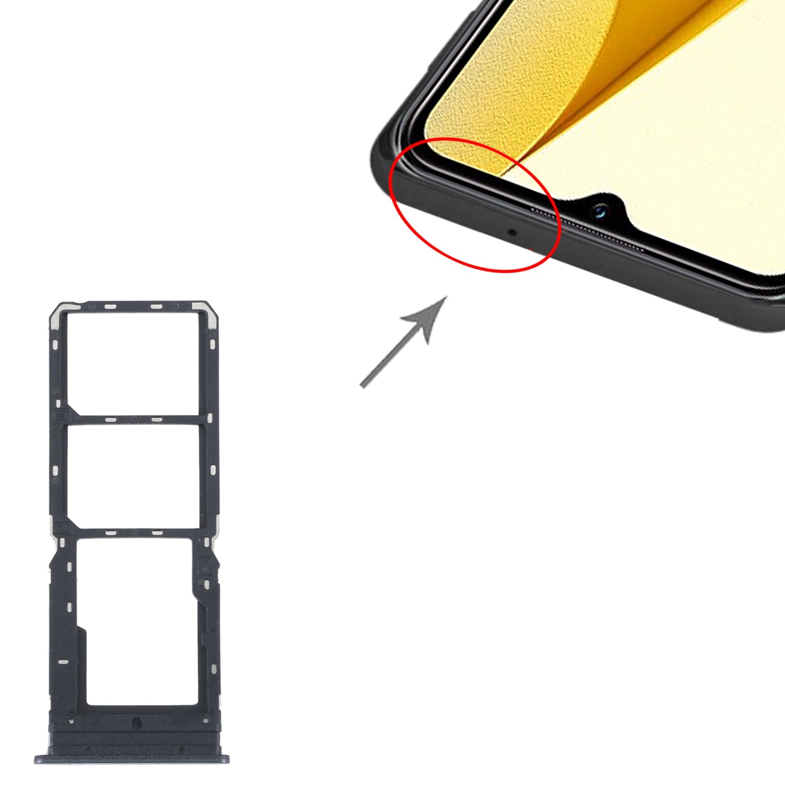 Vivo Y16 Black SIM / Micro SD Holder Tray