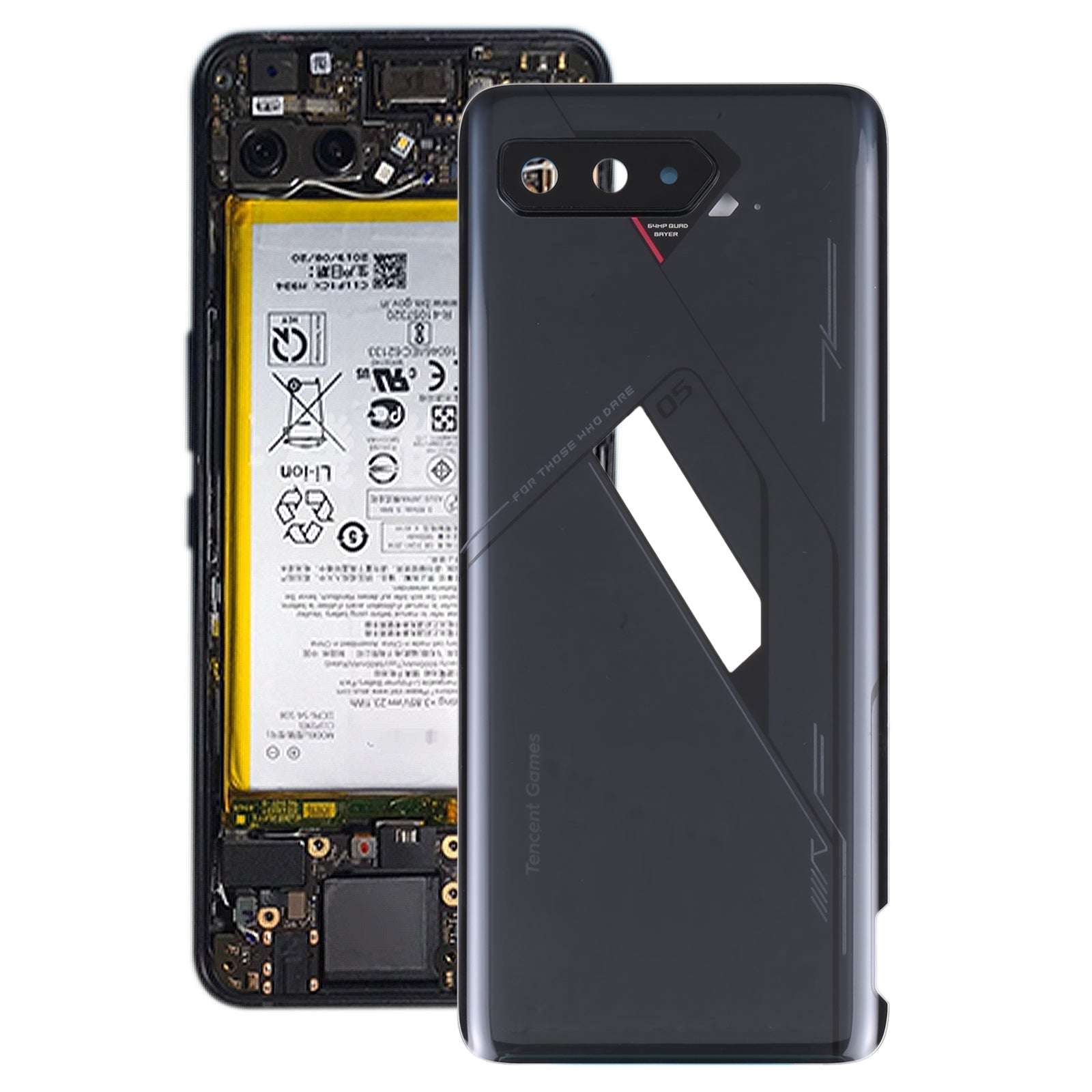 Cache Batterie Coque Arrière Asus Rog Phone 5 Pro ZS673KS Noir
