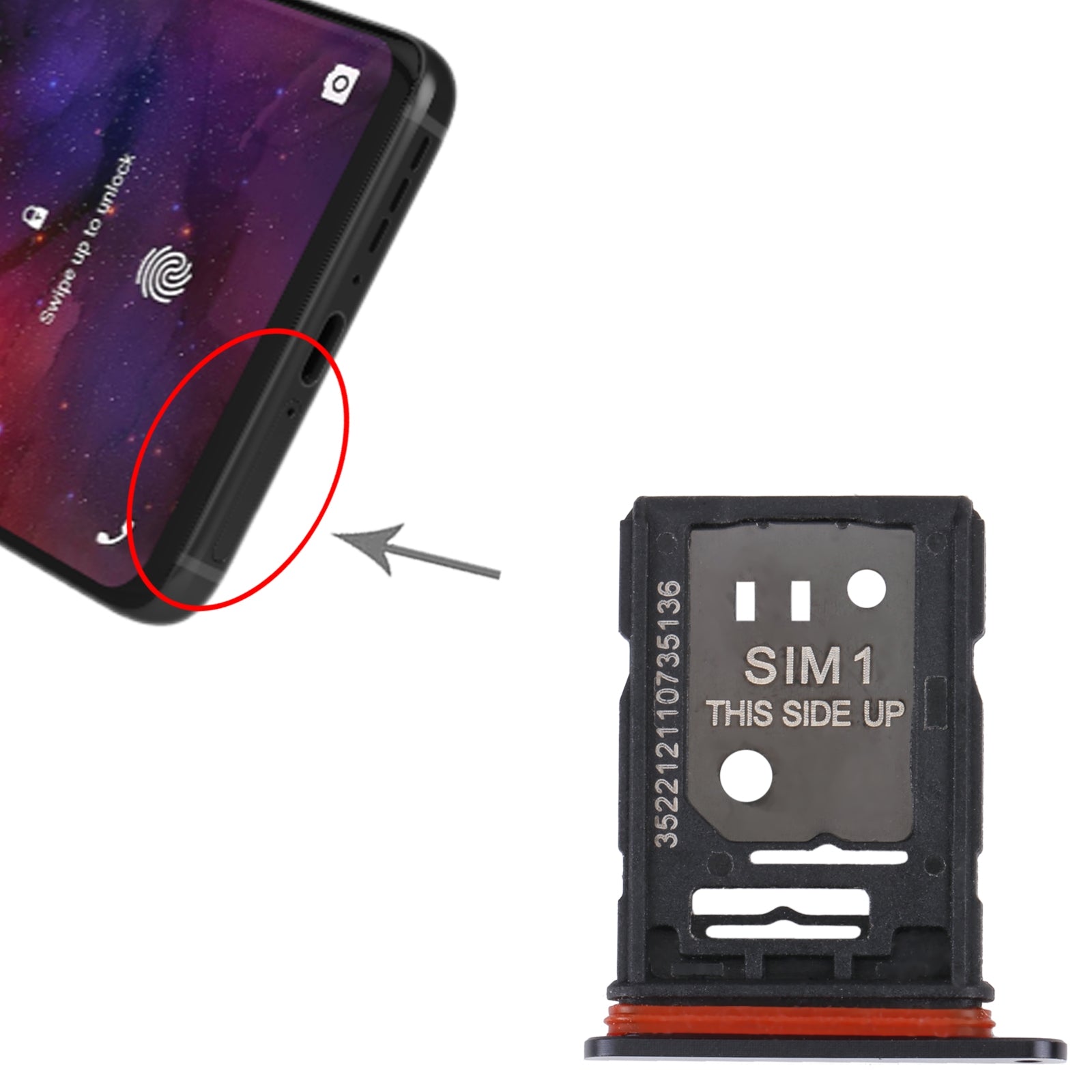 Tiroir SIM/Micro SD TCL 10 Pro Noir