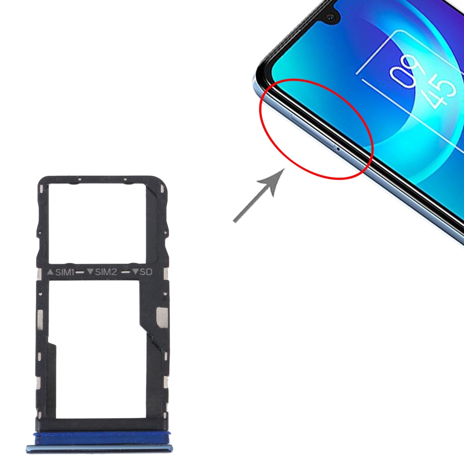 Bandeja Porta SIM / Micro SD TCL 30 / 30+ / 30 5G Azul