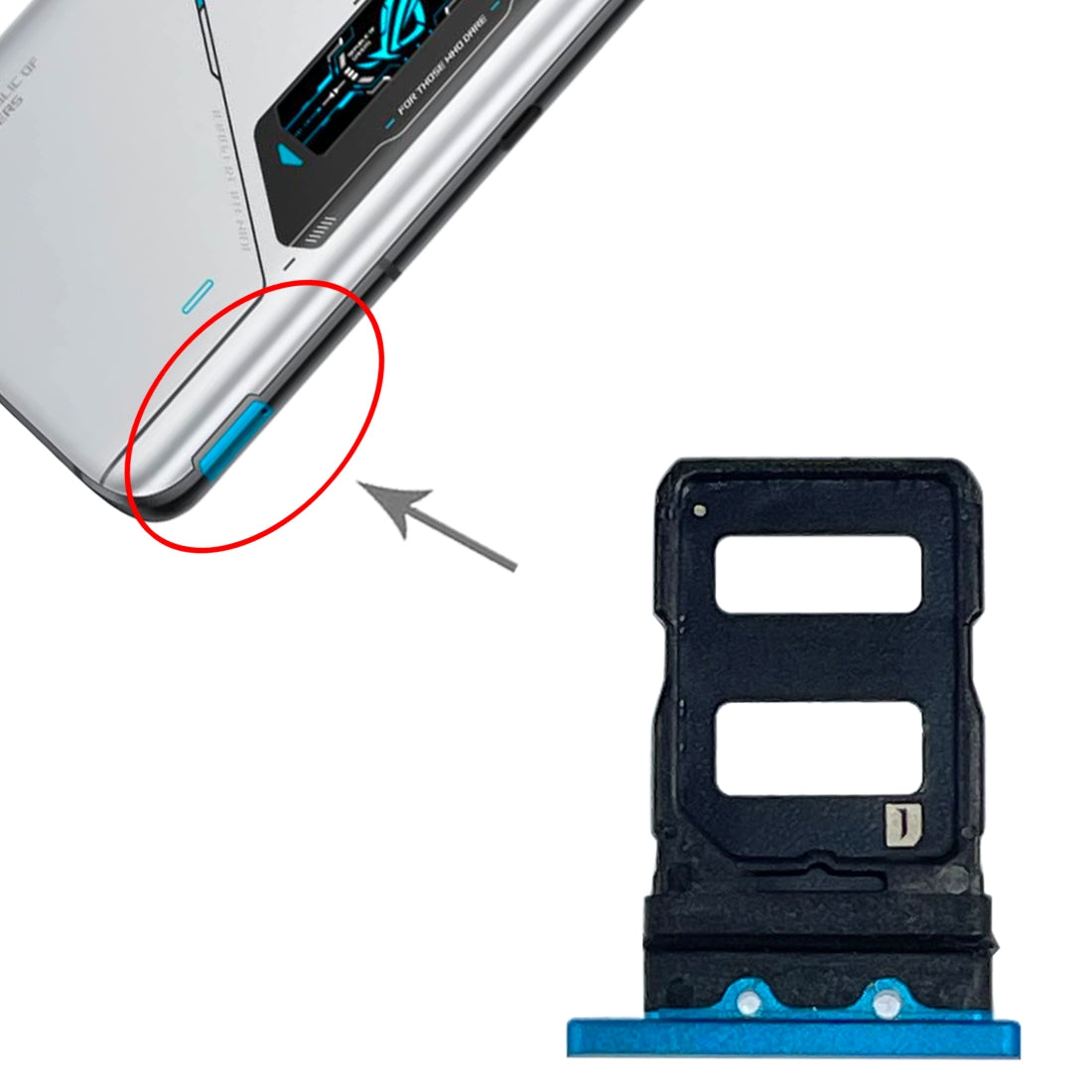DUAL SIM SIM Holder Tray Asus Rog Phone 6 Blue