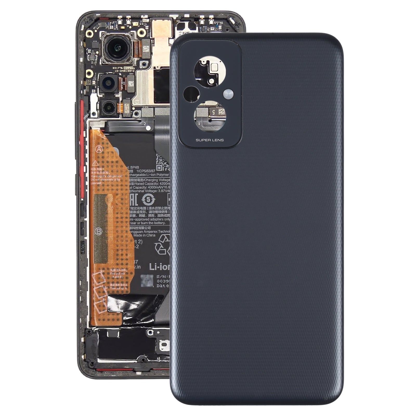 Cache Batterie Cache Arrière Xiaomi Redmi 11 Prime Noir