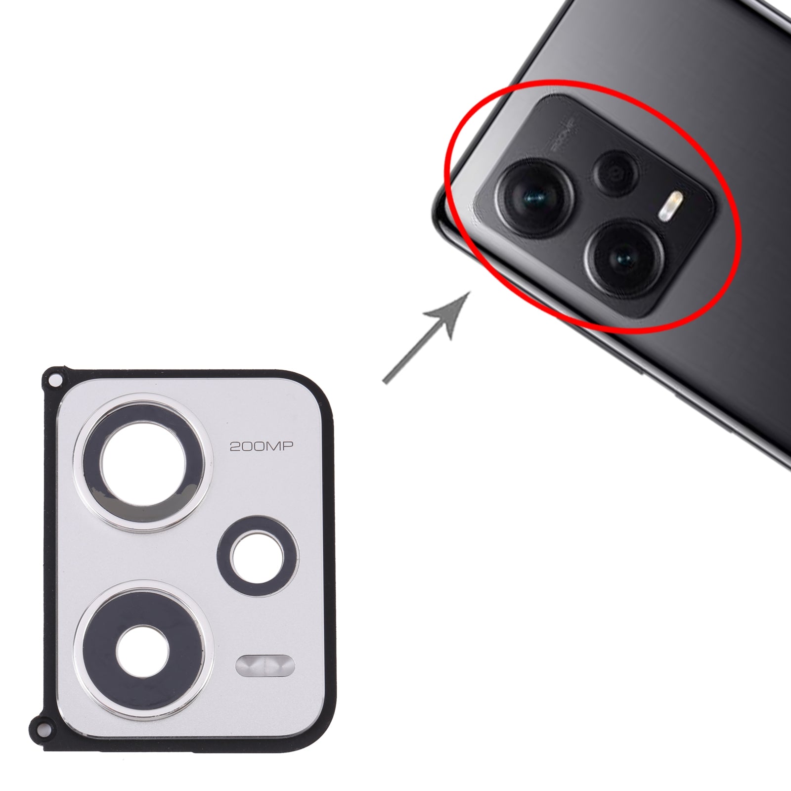 Couvercle d'objectif de caméra arrière Xiaomi Redmi Note 12 Pro+ Argent
