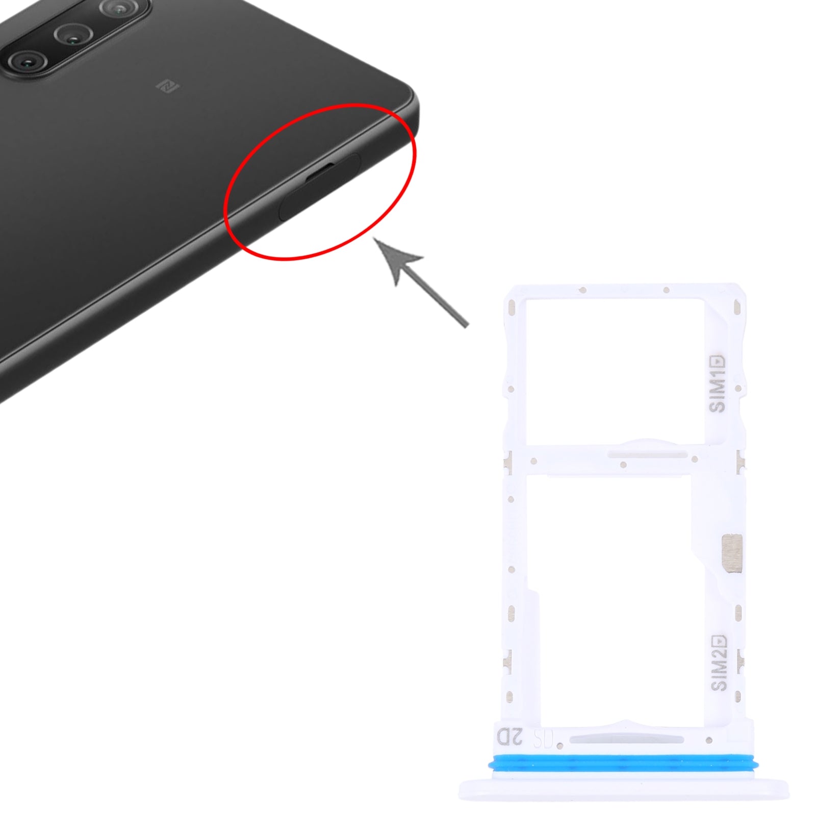 SIM / Micro SD Holder Tray Sony Xperia 10 IV White