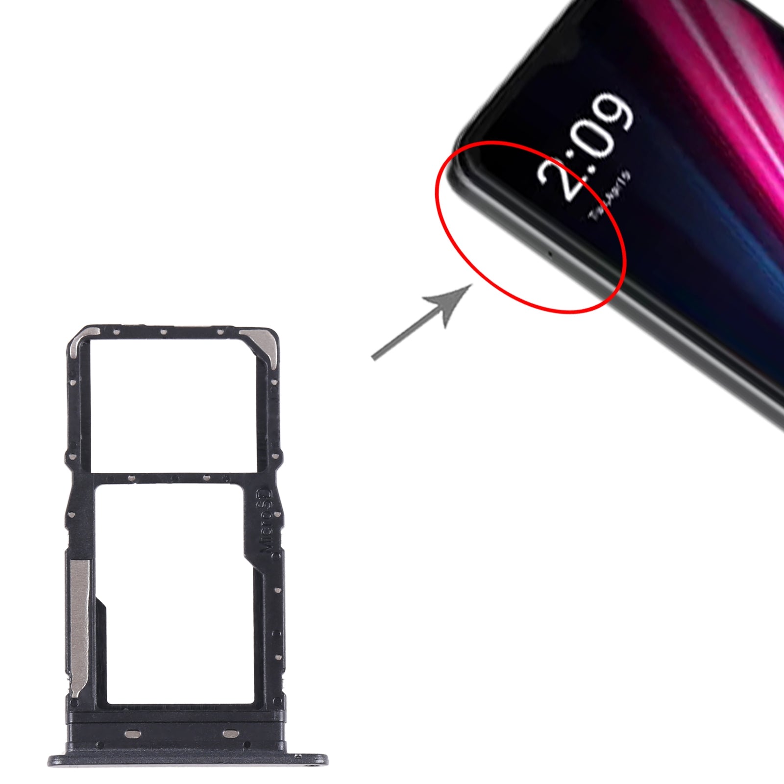 Bandeja Porta SIM / Micro SD T-Mobile Revvl 6 Pro 5G Gris