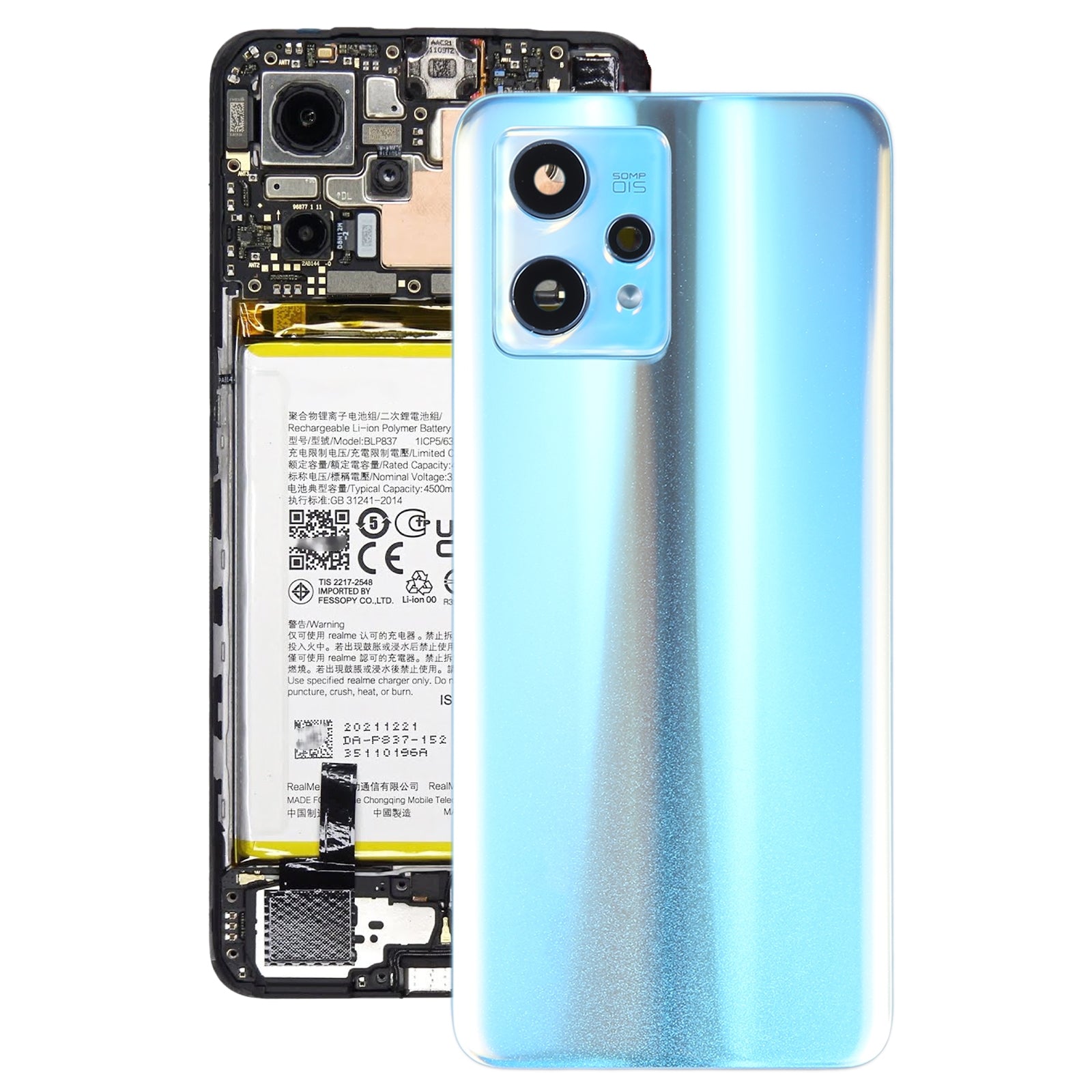 Tapa Bateria Back Cover + Lente Camara Trasera Realme 9 Pro+ Azul