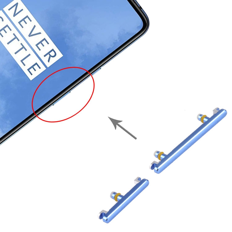 Botón de Encendido y Botón de Control de Volumen Para OnePlus 7T (Azul)