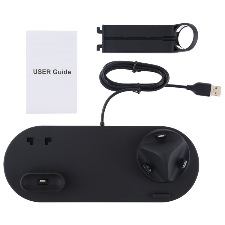 HQ-UD15 5 in 1 Micro USB + USB-C / Type-C + 8 Pin Interface Charging Dock with 8 pin Headphone Charging Interface and Watch Stand (Black)