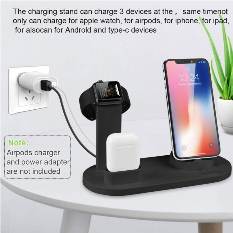 HQ-UD15 5 in 1 Micro USB + USB-C / Type-C + 8 Pin Interface Charging Dock with 8 pin Headphone Charging Interface and Watch Stand (Black)