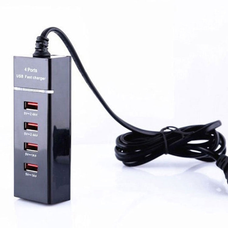5V 4.1A 4 USB Ports Charger Adapter with Plug Cable Cable length: 1.5m US Plug (Black)