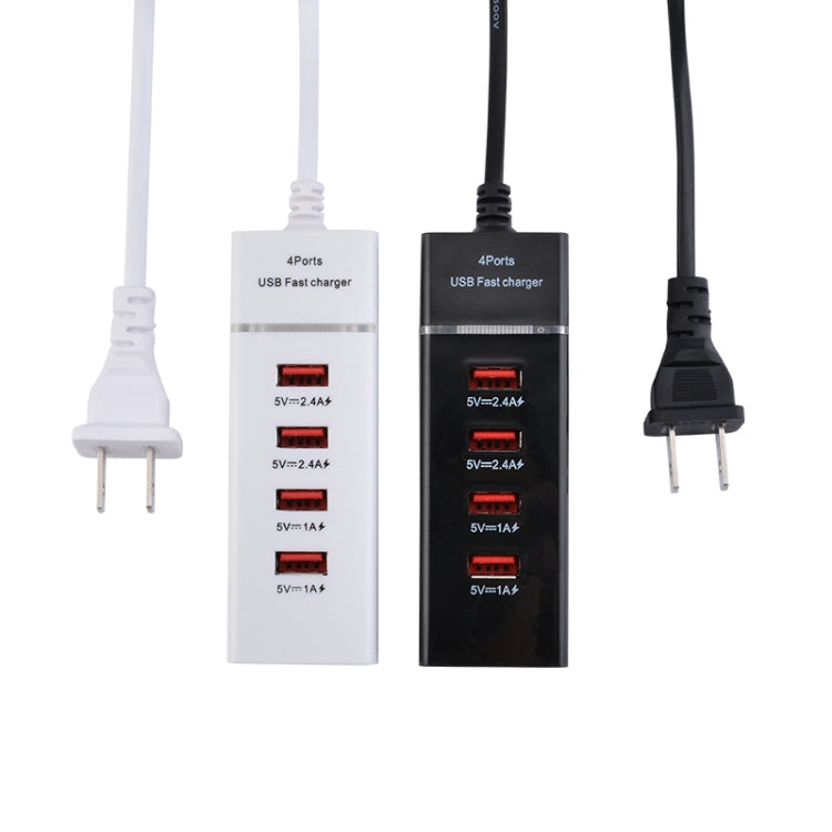 Adaptador de Cargador de 5V 4.1A 4 Puertos USB con Cable de Enchufe longitud del Cable: 1.5 m Enchufe de US (Blanco)