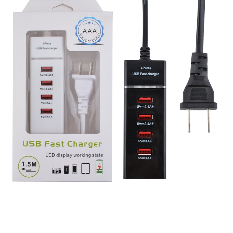 5V 4.1A 4 USB Ports Charger Adapter with Plug Cable Cable length: 1.5m US Plug (White)