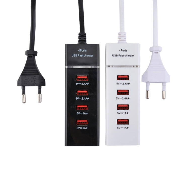 5V 4.1A 4 USB Ports Charger Adapter with Plug Cable Cable length: 1.5m EU Plug (Black)