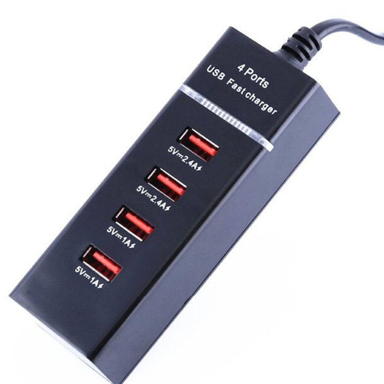 Adaptador de Cargador de 5V 4.1A 4 Puertos USB con Cable de Enchufe longitud del Cable: 1.5 m Enchufe del Reino Unido