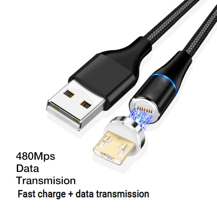 3A USB vers Micro USB Charge Rapide + 480Mbps Transmission de Données Téléphone Mobile Aspiration Magnétique Charge Rapide Câble de Données Longueur du Câble: 1m (Noir)